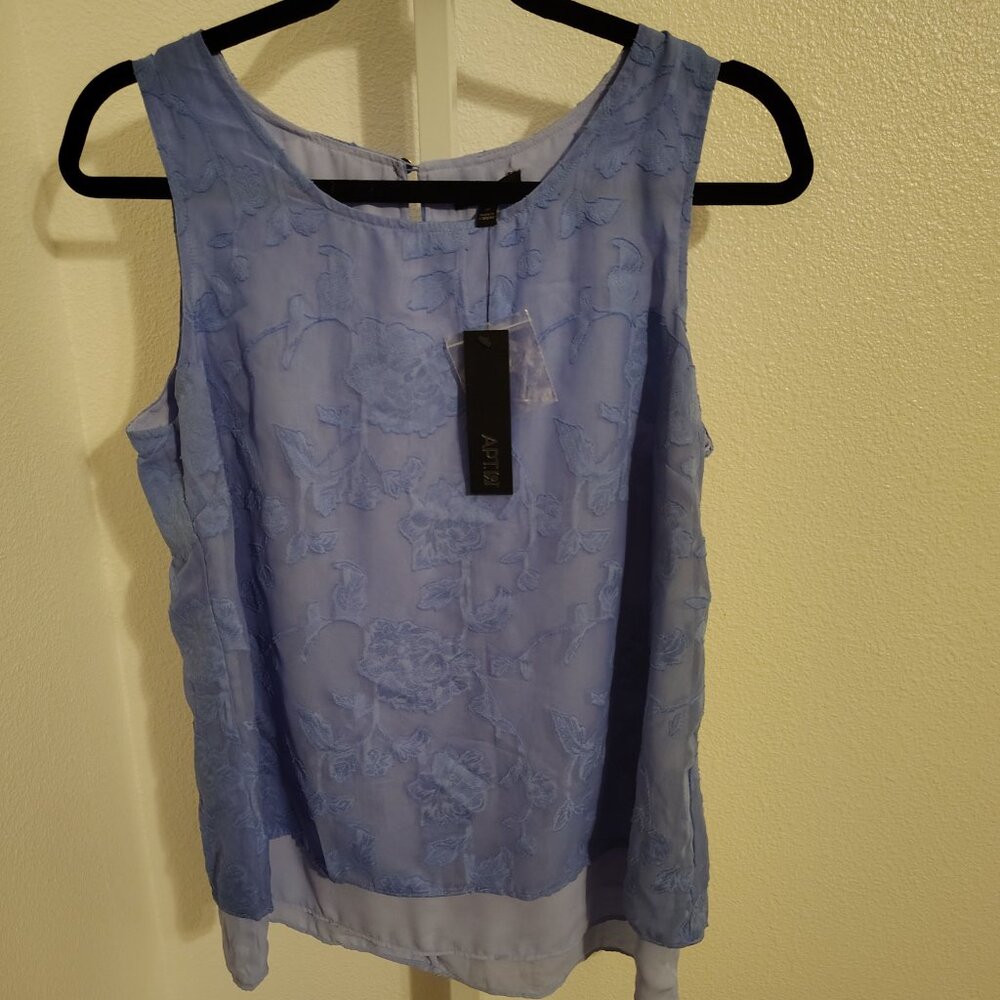 Apt. 9 Double Layer Women's Tank Top NWT Size Medium Floral Round Neck Blue